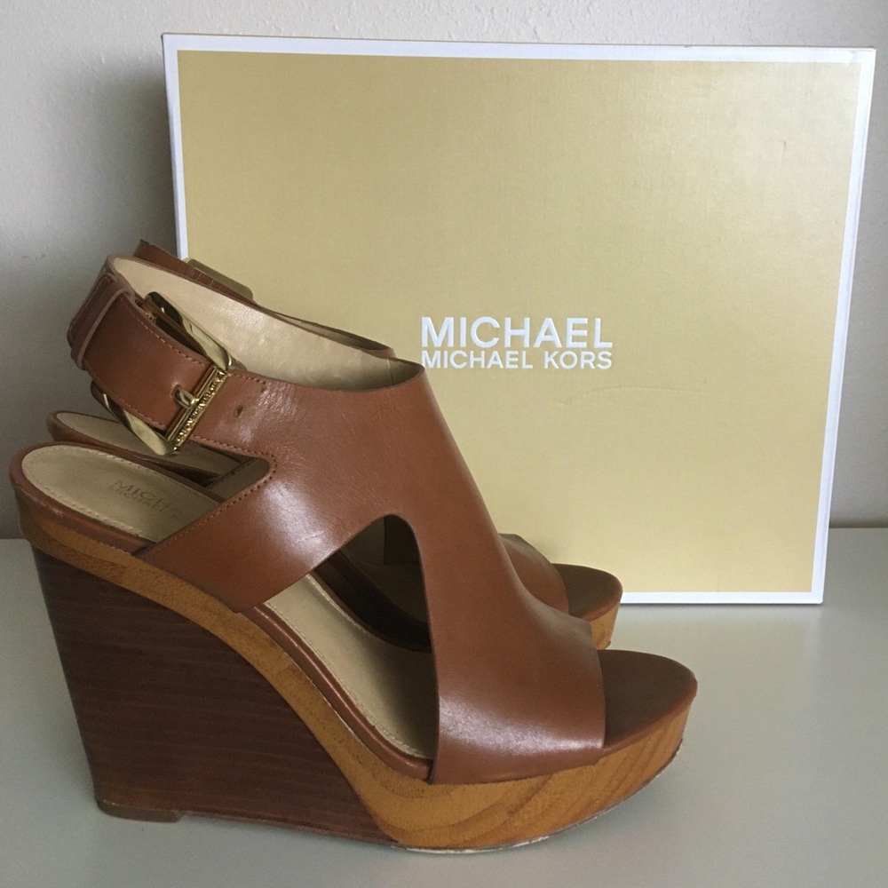 MK ‘Josephine’ wedge leather platform sandal, 7.5